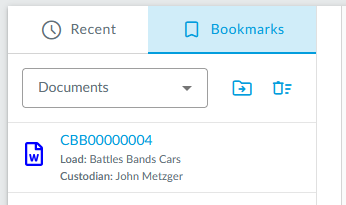 Document bookmarks in the dashboard